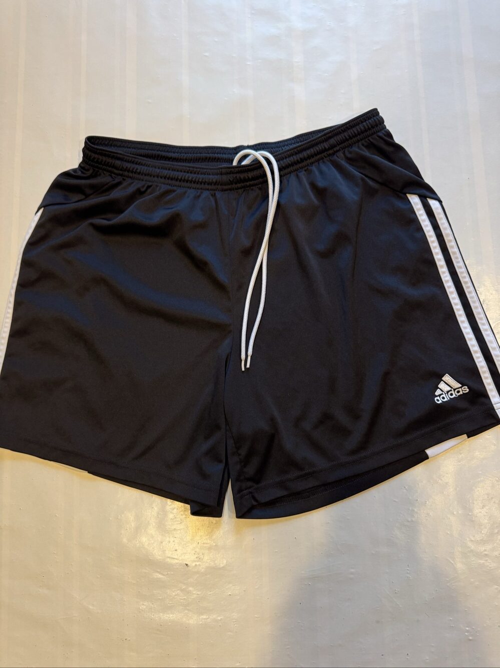 Men’s Adidas ClimaLite Athletic Shorts – Black White – Large